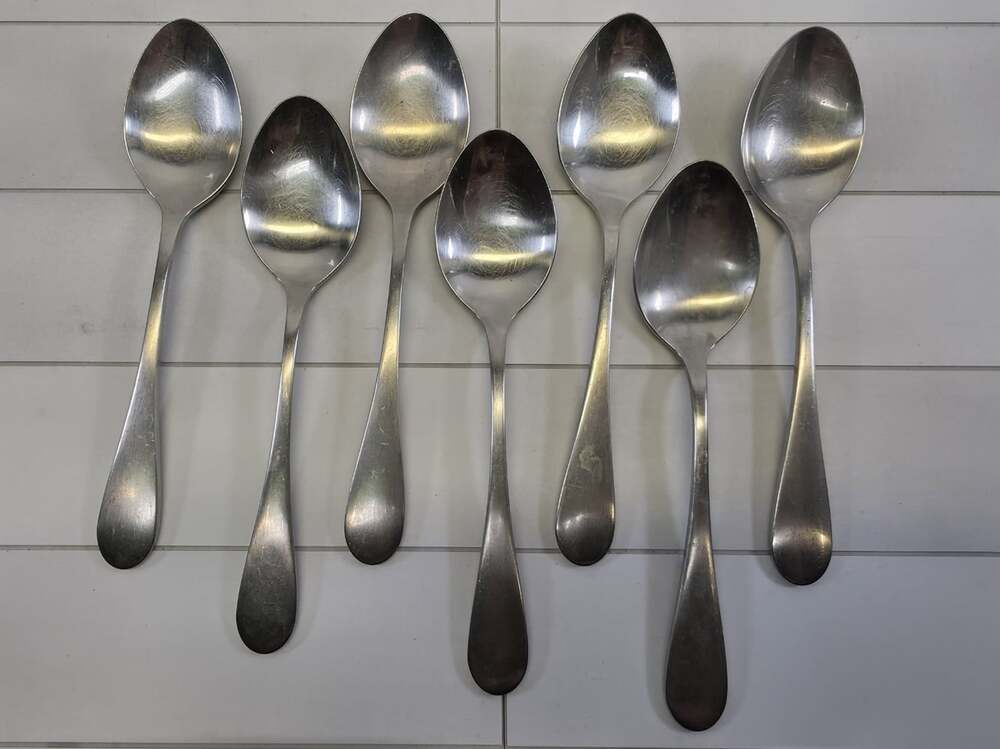 7 - Oneida OMNI Satin Cube Mark Stainless Flatware 6 5/8" PLACE OVAL SOUP SPOONS